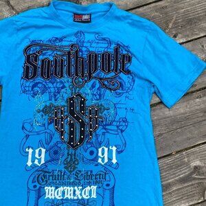 Vintage Y2K South pole Jeans Embroidered T Shirt Medium